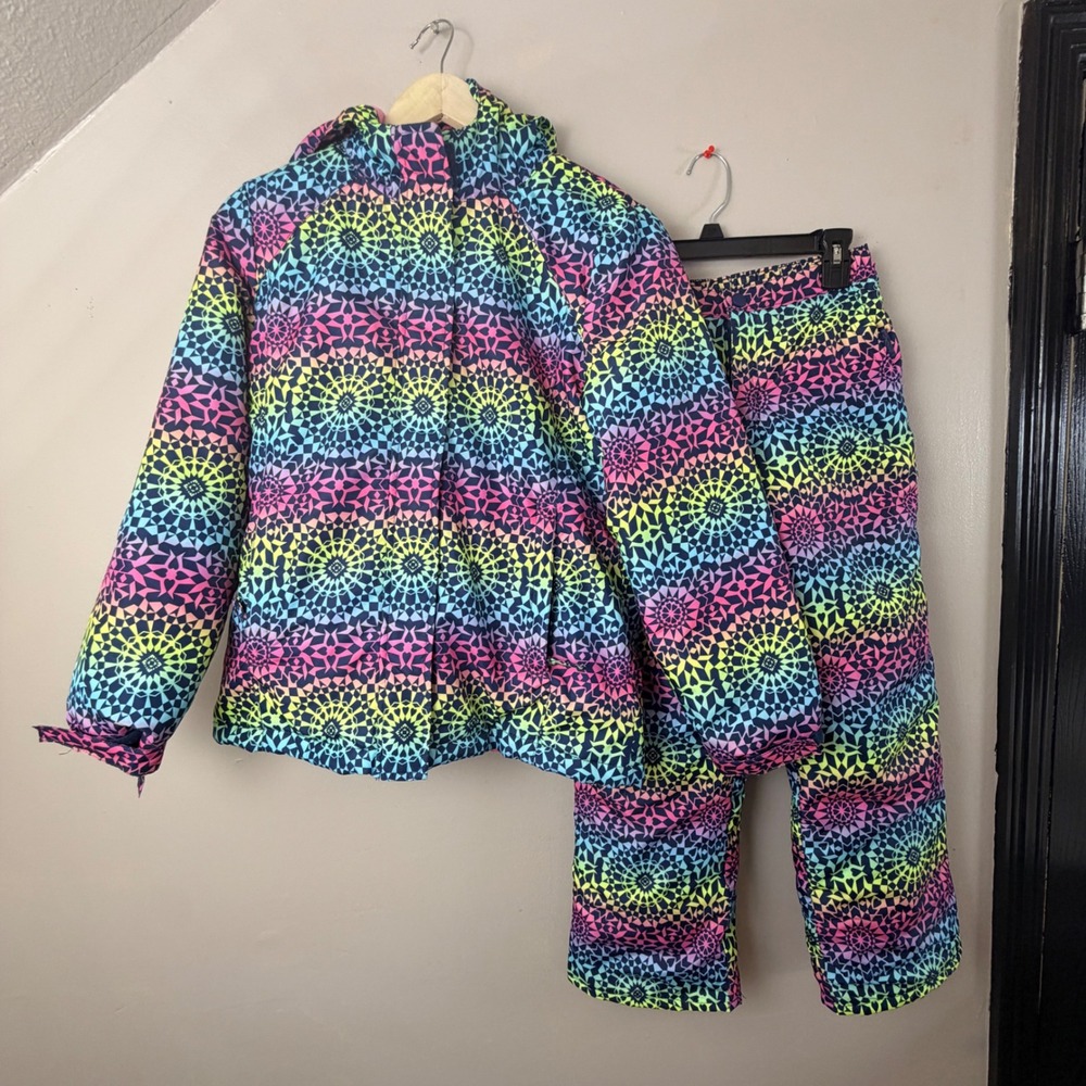 The Children's Place Girls Snow Suit Set Jacket XL 14 Pants 10 Ski Geometric